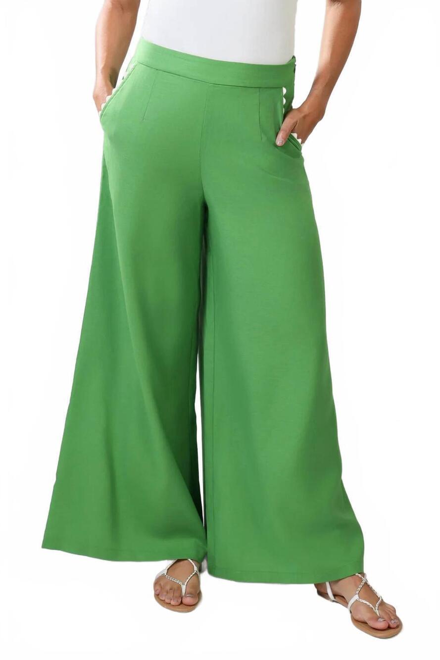 NEW TRAFFIC PEOPLE rene wide leg trousers in ric rac green